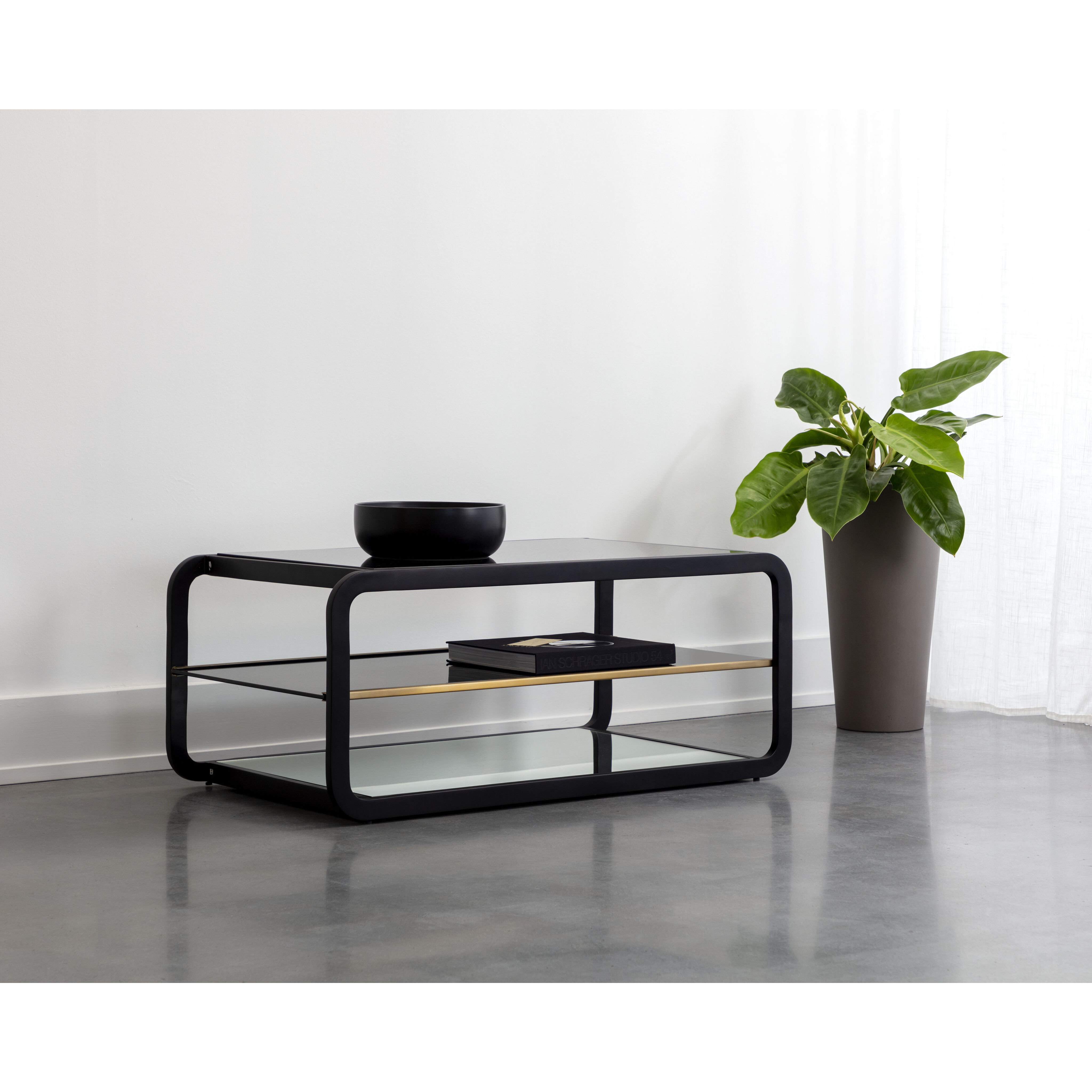 Ambretta 44 X 24 inch Black / Smoke Grey Coffee Table